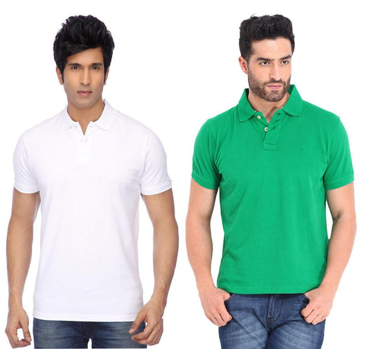 Cotton Blend Polo T-Shirts — Pack of 2 (Half Sleeve)